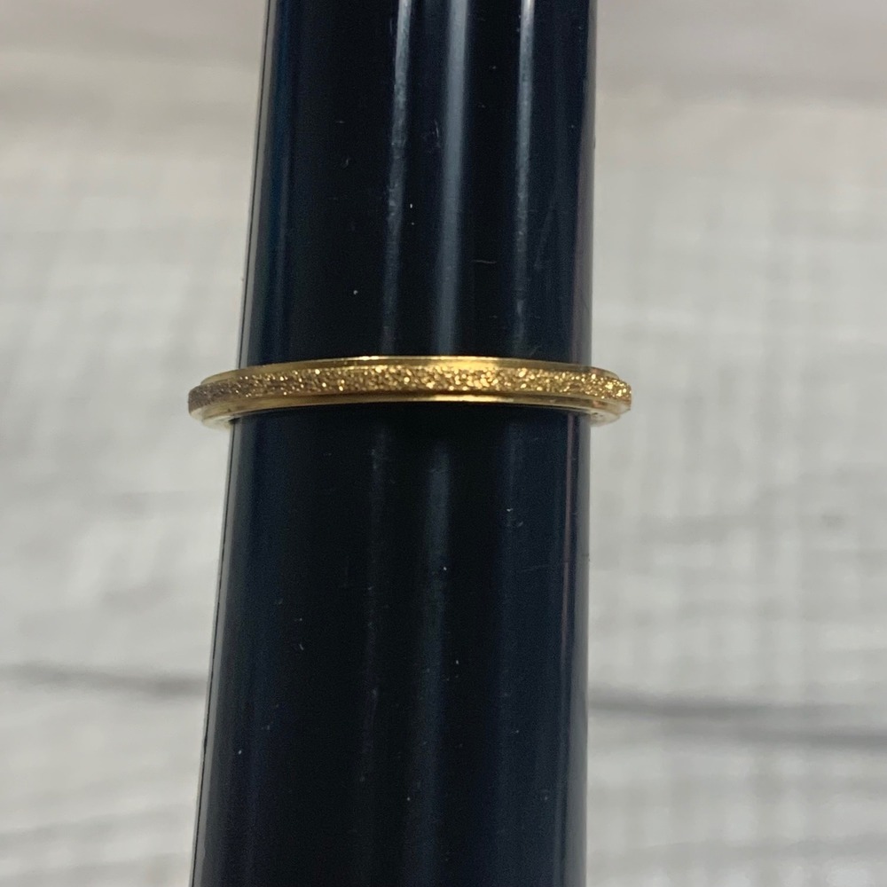 Gold Tone Textured Glitter Finish Minimalist Stackable Band Ring Size 8.25